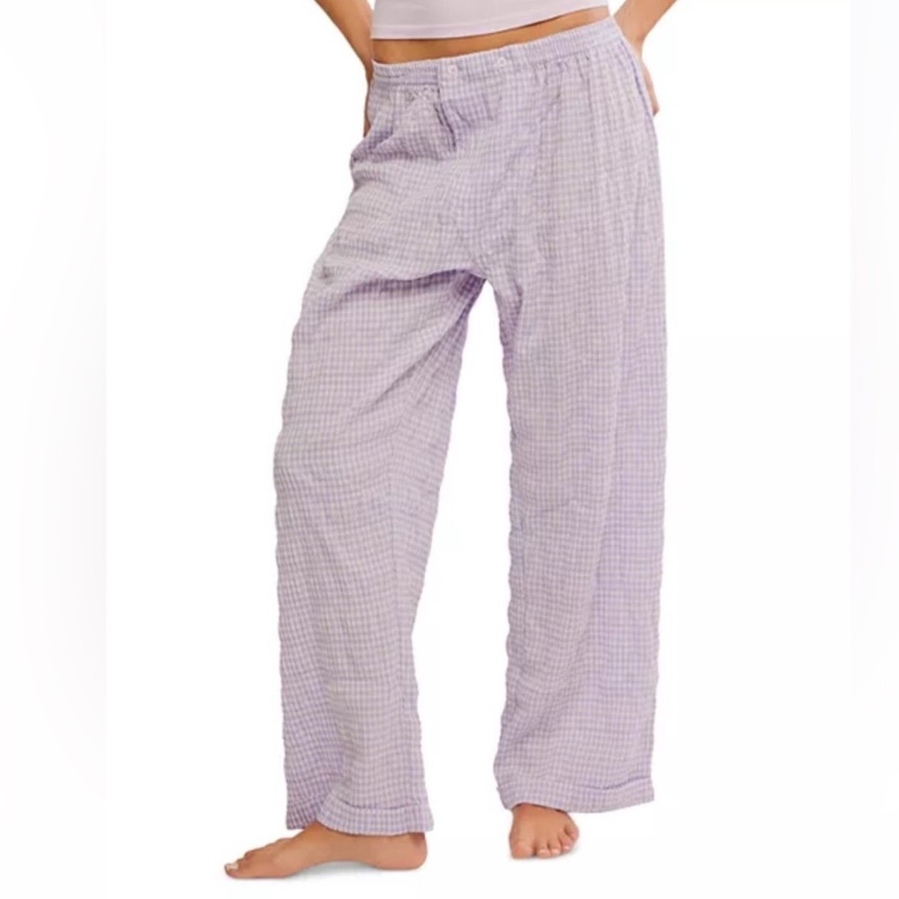 Intimately Free People Cloud Pant Lavender Gingham Check Pajama Pants L